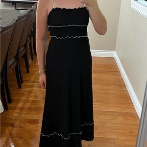 See You Monday Black Maxi Dress with White Trim